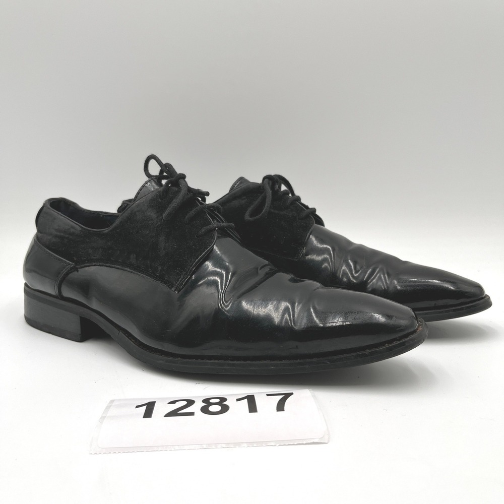 Gino Vitale Dress Shoes Mens Size 9 Black Good Patent Suede